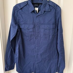 NWT GAP Men's Blue Military-Style Button Front Shirt